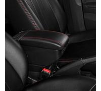 Pexorin Double Layer Armrest Centre Console Storage Box Rotatable Central Store Content USB Charging Cup Holder Ashtray Accessories, for Peugeot, 208 Car Armrest Box(C Style Black Red)
