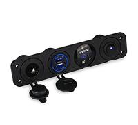 Pexorin For 12V Marine Switch Panel Voltmeter 5v Boat Marine Auto Car Dual USB Car Socket Charger Lighter Plug Red Marine Switch Panel(Blue)