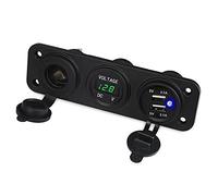Pexorin For 3 Hole Car Switch Panel 5v 2.1a 2 Ports USB Car Charger 4.2A 12V Blue Red Green Voltmeter Display Lighter Adapters Marine Switch Panel(Green)