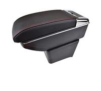 Pexorin For VW, for POLO, 9N/9N3 02-09 Vivo 10- Dual Layer Car Armrest Cup Holder Center Centre Console Storage Box Tray Leather Car Armrest Box(Red thread)