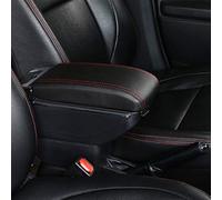 Pexorin Rotatable Car Armrest Perodua Bezza Dual Layer Large Space Central Store Content Box With Cup Holder Ashtray USB Interface M Car Armrest Box(D Styke Black Red)