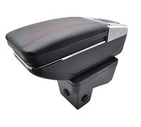 Pexorin Storage Box Armrest Content Arm Rest Rotatable Black Leather Ashtray, for Suzuki, Vitara 2015-2019 Car Armrest Box(Red thread)
