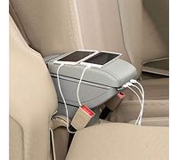 Pexorin Universal Armrest Storage Box Car Center Console Accessories Leather Arm Rest Interior ABS Car-styling Decoration AUTO Car Armrest Box(Grey)