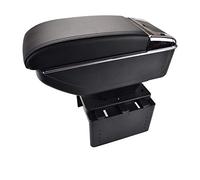 Pexorin Universal Dual Layer Armrest Rest Center Console Storage Box Car Styling Pu Leather Cup Holder Car Armrest Box(Black thread)