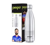 PEXPO Echo DLX Hot & Cold ISI Certified Flask | Stainless Steel Water Bottle| Insulated | Office Bottle | Workout | Travelling | Home | Adults 1000 ml | 33oz Silver