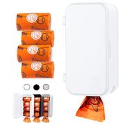 Pexter Dog Poop Bag Dispenser - Outdoor or Indoor Pet Waste Bag Dispenser Station - Stick-On or Screw-On Wall Mount - Poop Bags Storage Outdoor Container - Includes 4 Doggie Bag Rolls (White)