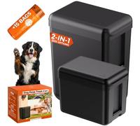 PEXTER Dog Poop Trash Can Outside Use - 13L / 3.5 Gal Outdoor Dog Waste Container with Lid - Odor Free Waste Station for Backyard - Poop Bag Holder - Includes 10 Heavy Duty Waste Bags (Black)