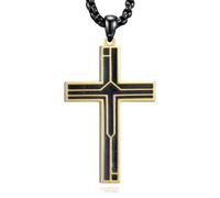 Pextrid Mens Cross Necklace, Geometric Large Crosses Pendant for Gift, 22+2", Copper, No Gemstone