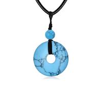 Pextrid Turquoise/Lapis Lazuli/Tiger Eye/Malachite/Moonstone Necklace for Women, Bare Stone Pendant Necklace Jewelry Gift for Women,with 18+2inch Leather Rope Chain, Leather Rope, No Gemstone