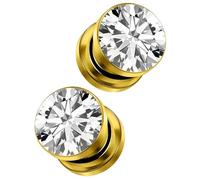 Pexveiuu 10G Gold Titanium Ear Gauges Tunnels Plugs for Ear 10 Gauge Double Flared Screw Back Fit Tunnel Plug Earring Hypoallergenic Implant Grade Medical Plug Piercing Jewelry Women Men 2.5mm