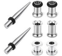 Pexveiuu 12G Ear Gauges Stretching Kit Tunnel Plug Dead Gauges Earring Taper Gauging Stretcher Stretch Silver 12 Gauge Surgical Stainless Steel Plug Stretch Gage Starter Piercing kit Women Men 2mm