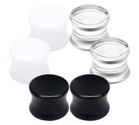 Pexveiuu 14mm Acrylic Gauges for Ear Tunnels Plugs Earrings Silicone Clear Black White Gauges Tunnel Earring Plastic Ear Plug Stretching Kit Piercing Jewelry Women Men 9/16 inch