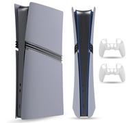 PEYANZ Faceplate for PS5 Pro (Digital Edition), Cover Plate, ABS Shell, Matt Skin, with Extra 2 Controller Silicone Covers (Grey)