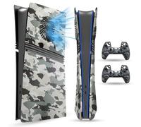 PEYANZ Faceplate for PS5 Pro (Digital Edition), Cover Plate, ABS Shell, Matt Skin, with Extra 2 Controller Silicone Covers (Camo+)