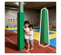 PEYNIR Basement Pole Wrap Column Cover Kid Proof, 214cm High Square Basketball Pole Replacement Pads, Playground Gym Anti-crash Protection Mat, Waterproof(Green,8x8cm/3 x3)