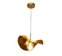PEYNIR Postmodern Copper Pendant Light, Artistic Lotus Leaf-Shaped Hanging Lamp, Light Luxury Homestay Chandeliers, Hotel Lobby Combination LED Warm Light Zen Tea Room Lighting Fixture