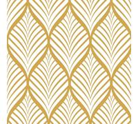 Peyotes Gold and White Geometric Stripe Wallpaper Peel and Stick 44.5cm x 5M Boho Self-Adhesive Metallic Effect Vinyl Wrap Modern Glam Sticky Back Plastic Roll for Living Room Bedroom Wall Decor