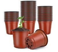 PEYOU 100Pcs Plant Pots 10cm Reusable Flower Pots Small Plant Pot Plastic Plant Pots Seedling Pots for Seeds nursery pots, Seedlings, Flowers, Vegetable, Succulent, Herbs, Cuttings, Transplanting