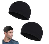 Peysaitr 2 Pack Warm and Breathable Winter Hat, Lightweight Thin Sleep Cap, Autumn Winter Cycling Hat Under Helmet, Fine Knit Beanie Hat Women(Black)