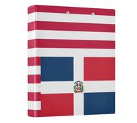 Peystean 1.5 Inch D Round Ring Binder with Built-in Clipboard, Single Side Printed Hard Cover Folder, Pack of 2 Flag of The United States Dominican Republic