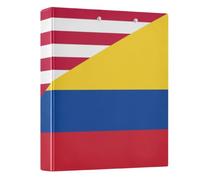 Peystean 1.5 Inch D Round Ring Binder with Built-in Clipboard, Single Side Printed Hard Cover Folder, Pack of 1 Flag of The United States Colombia