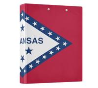 Peystean 1.5 Inch D Round Ring Binder with Built-in Clipboard, Single Side Printed Hard Cover Folder, Pack of 1 Flag of Arkansas