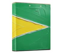 Peystean 1.5 Inch D Round Ring Binder with Built-in Clipboard, Single Side Printed Hard Cover Folder, Pack of 2 Guyana Flag Guyanese Blue Red