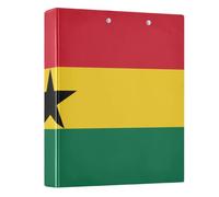 Peystean 1.5 Inch D Round Ring Binder with Built-in Clipboard, Single Side Printed Hard Cover Folder, Pack of 1 Flag of Ghana