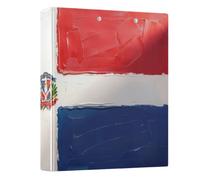 Peystean 1.5 Inch D Round Ring Binder with Built-in Clipboard, Single Side Printed Hard Cover Folder, Pack of 1 Oil Painting Flag The Dominican Republic