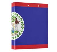 Peystean 1.5 Inch D Round Ring Binder with Built-in Clipboard, Single Side Printed Hard Cover Folder, Pack of 1 Flag of Belize
