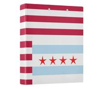 Peystean 1.5 Inch D Round Ring Binder with Built-in Clipboard, Single Side Printed Hard Cover Folder, Pack of 2 Flag of The United States Chicago