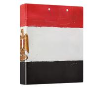 Peystean 1.5 Inch D Round Ring Binder with Built-in Clipboard, Single Side Printed Hard Cover Folder, Pack of 1 Egypt Flag Egyptian Red and Black