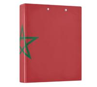 Peystean 1.5 Inch D Round Ring Binder with Built-in Clipboard, Single Side Printed Hard Cover Folder, Pack of 1 Flag of Morocco
