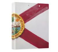 Peystean 1.5 Inch D Round Ring Binder with Built-in Clipboard, Single Side Printed Hard Cover Folder, Pack of 1 Oil Painting Flag Florida