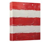 Peystean 1.5 Inch D Round Ring Binder with Built-in Clipboard, Single Side Printed Hard Cover Folder, Pack of 1 Puerto Rico Flag Puerto Rican National Red