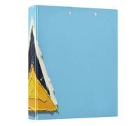 Peystean 1.5 Inch D Round Ring Binder with Built-in Clipboard, Single Side Printed Hard Cover Folder, Pack of 2 Oil Painting Flag Saint Lucia