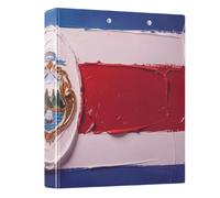 Peystean 1.5 Inch D Round Ring Binder with Built-in Clipboard, Single Side Printed Hard Cover Folder, Pack of 1 Costa Rica Flag Blue Red