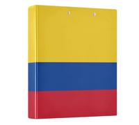 Peystean 1.5 Inch D Round Ring Binder with Built-in Clipboard, Single Side Printed Hard Cover Folder, Pack of 1 Colombia Colombian National Flags Blue Red Yellow