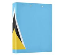 Peystean 1.5 Inch D Round Ring Binder with Built-in Clipboard, Single Side Printed Hard Cover Folder, Pack of 1 Flag of Saint Lucia