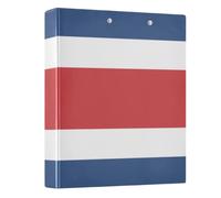 Peystean 1.5 Inch D Round Ring Binder with Built-in Clipboard, Single Side Printed Hard Cover Folder, Pack of 1 Costa Rica Flag Blue Red