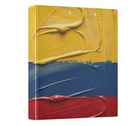 Peystean 1.5 Inch D Round Ring Binder with Built-in Clipboard, Single Side Printed Hard Cover Folder, Pack of 2 Colombia Colombian National Flags Blue Red Yellow (2)