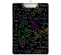 Peystean Scientific Chemistry Formulas Acrylic Clipboard with Low Profile Clip, Standard A4 Letter Size 12.5" x 9" for Students, Office, School, Teachers,Nurses