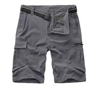 Peysuck Men's Cargo Shorts Lightweight Quick Dry Work Shorts with 6 Pockets for Hiking Fishing Golf Summer Casual Outdoor with Belt Grey