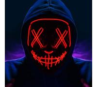 Peywot Halloween LED Light up Mask, The Purge Masks with 3 Lighting Modes, Scary Mask for Festival Cosplay (Red)