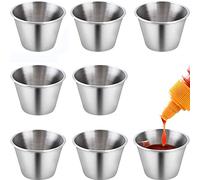 PEZEEU Sauce/Snack Bowls Small Stainless Steel Sauce Bowls 304-8 Pcs Seasoning Bowl Serving Bowls for Soy Gravy Spices Starters Appetizer Snacks and Spices 50ml
