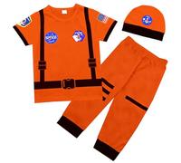 Pezhiqun Unisex Kids Orange Astronaut Air Force Flight Suit Costume Child America NASA Space Pilot Pants Set Birthday Halloween Clothes Play, 12-18Months