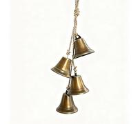 Peziang 4Pcs Vintage Handmade Cow Bell Cluster - Metal Bells on 40cm Jute Rope, for Christmas Decor, Wedding, Farm Livestock & Home Wall Hanging
