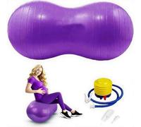 Peziang Anti-Burst Peanut Yoga Ball 90x45cm, Heavy Duty PVC Fitness Exercise Ball with Pump and Plug, Premium Gym Quality Ball for Pregnancy, Labour, Physical Therapy & Home Fitness