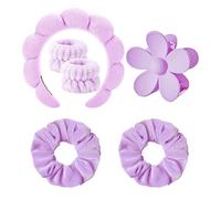 Pezlun Spa Headband Set Washing and makeup sponge hair hoop suit bath towel cloth for cleaning the face or bath beam. (Purple, Average code)