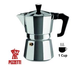 Pezzetti Italexpress Moka Pot Stove Top Coffee Maker - 1 Espresso Cup, Silver